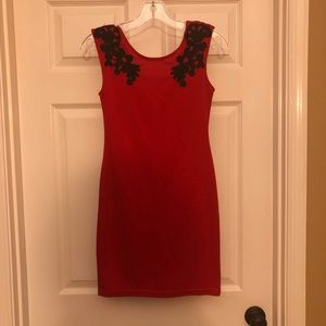 Pretty Red Dress With Black Accents
